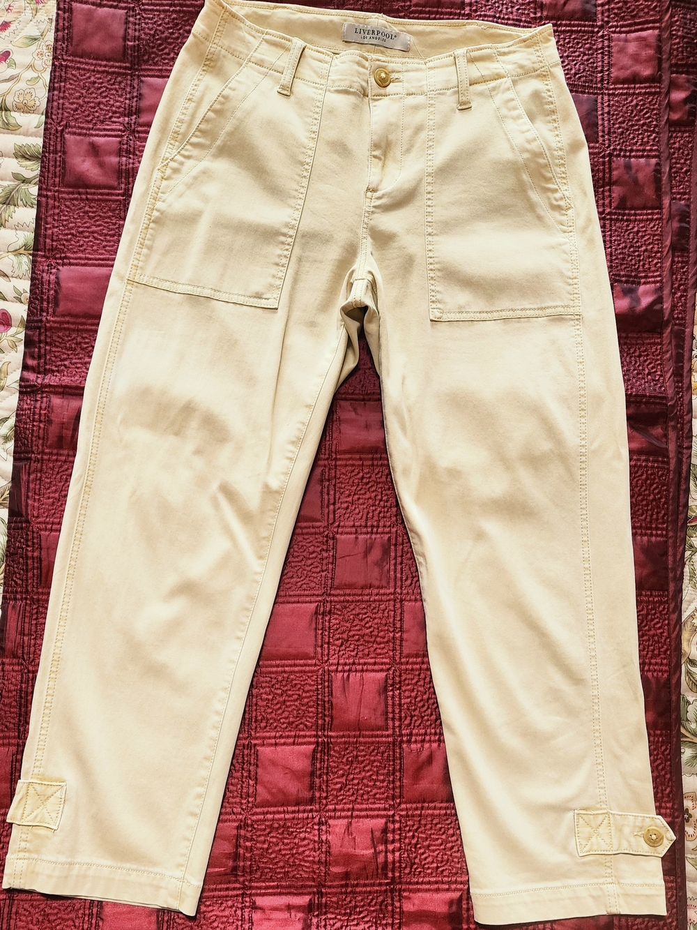 Liverpool Cream Cargo Ankle Length Pants for Women